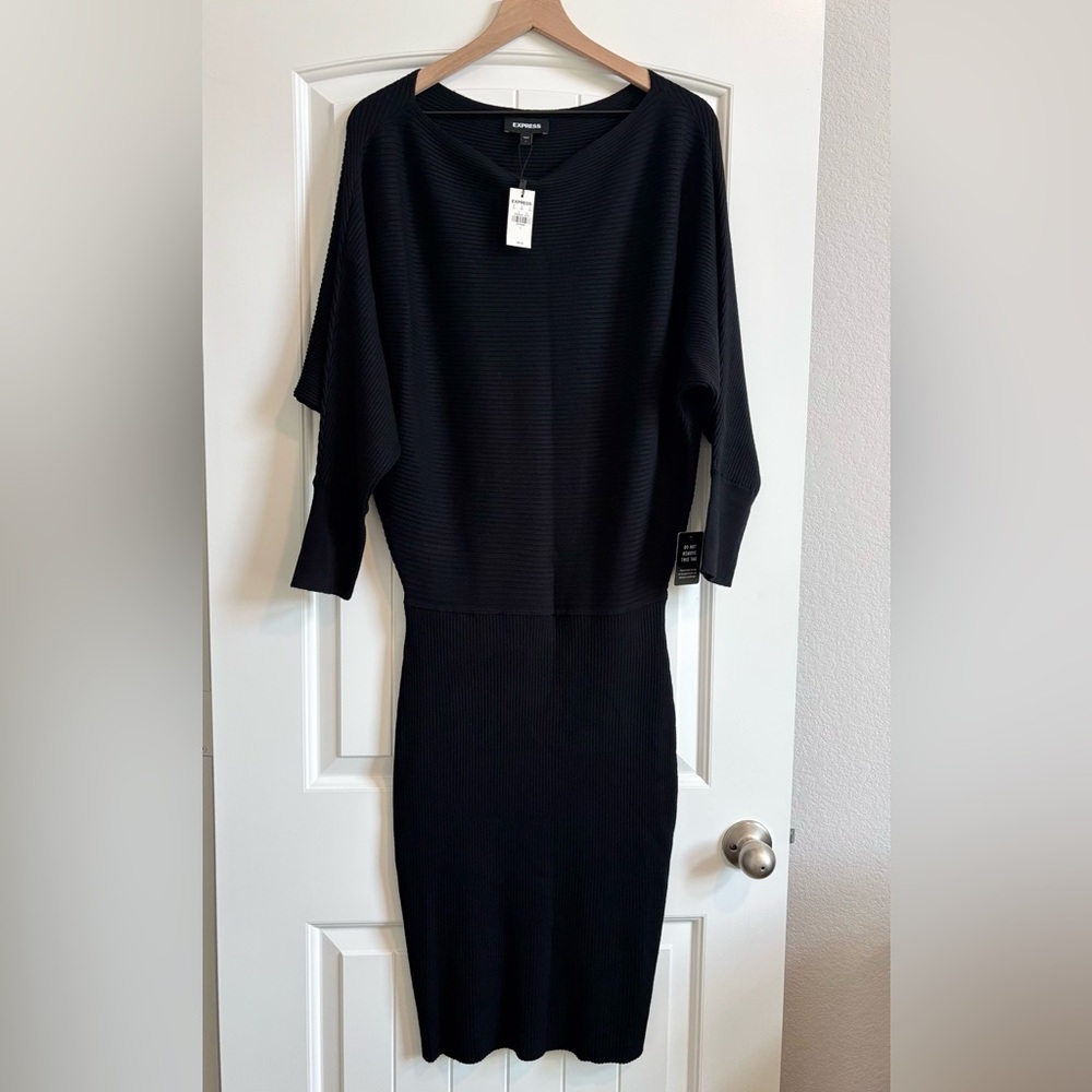 NWT Express Boatneck Ribbed Knit Midi Dress - L